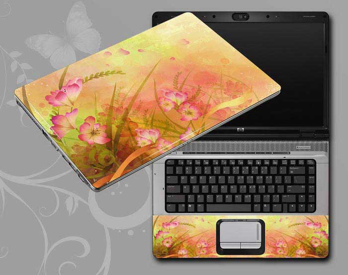 decal Skin for HP Pavilion x360 13-u154tu Flowers, butterflies, leaves floral laptop skin
