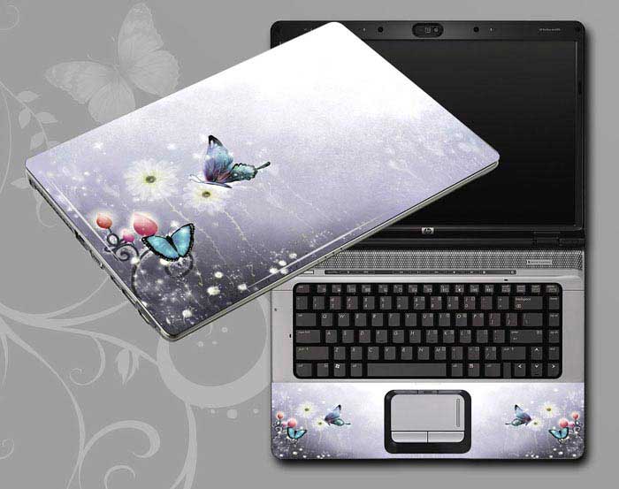 decal Skin for ACER Aspire E5-532-P0S6 Flowers, butterflies, leaves floral laptop skin