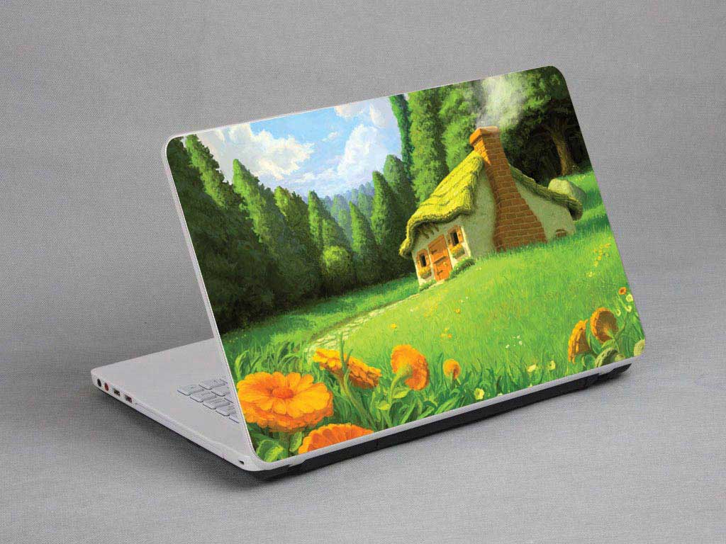 decal Skin for MSI GE60 2OE Houses in the woods, flowers floral laptop skin