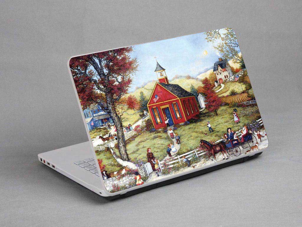 decal Skin for MSI GS70 2PC Stealth Oil painting, town, village laptop skin
