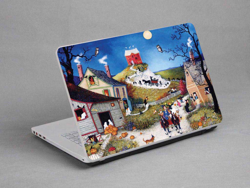 decal Skin for CLEVO W549TU Oil painting, town, village laptop skin