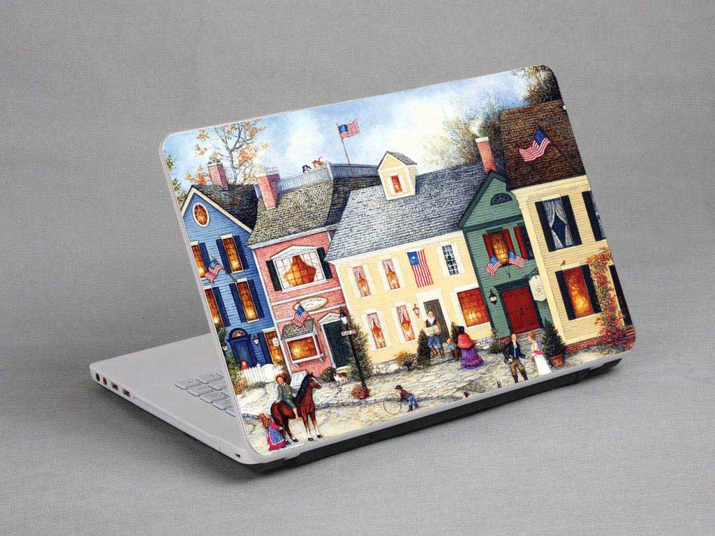 decal Skin for LENOVO Essential G710 Oil painting, town, village laptop skin
