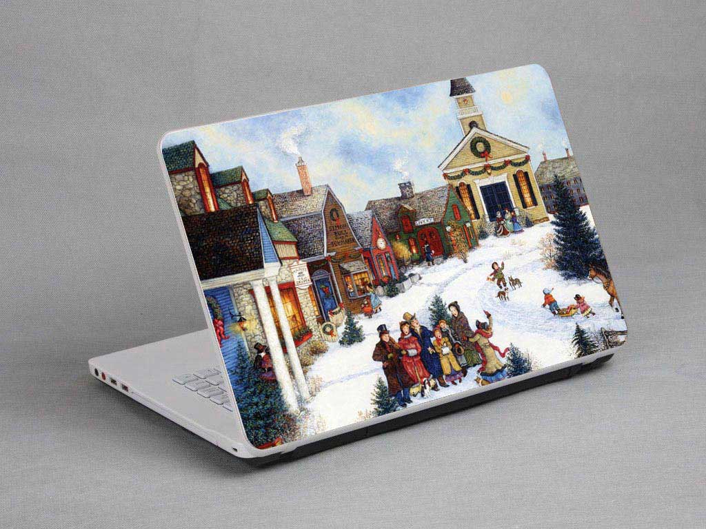 decal Skin for MSI GT70-2OL Workstation Oil painting, town, village laptop skin
