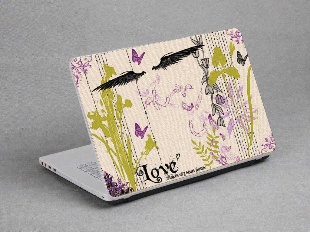 decal Skin for DELL Inspiron 17-5748 Leaves, flowers, butterflies floral laptop skin