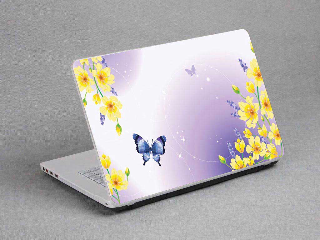 decal Skin for MSI GE72 6QL Leaves, flowers, butterflies floral laptop skin