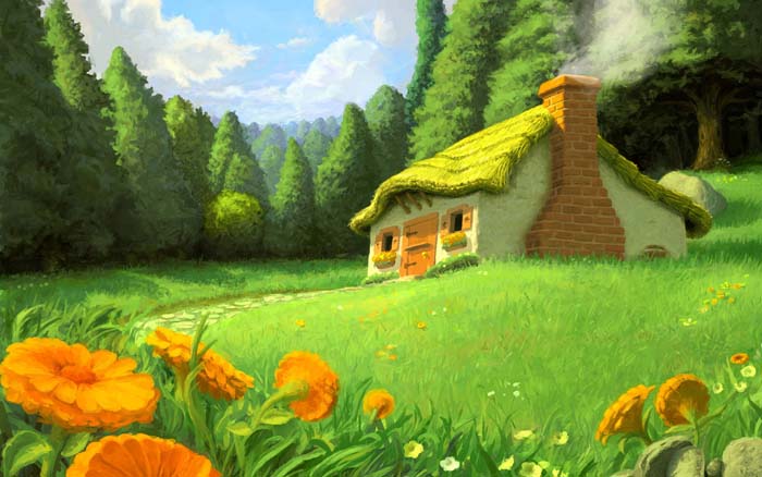 Houses in the woods, flowers floral Mouse pad for ASUS Eee PC 1011PX 