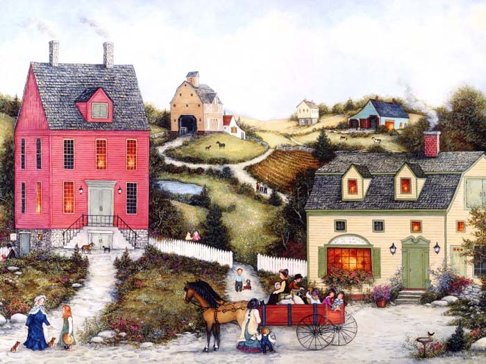 Oil painting, town, village Mouse pad for SONY VAIO E Series 11 SVE11125CV 
