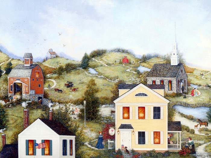 Oil painting, town, village Mouse pad for HP 14-af113au 