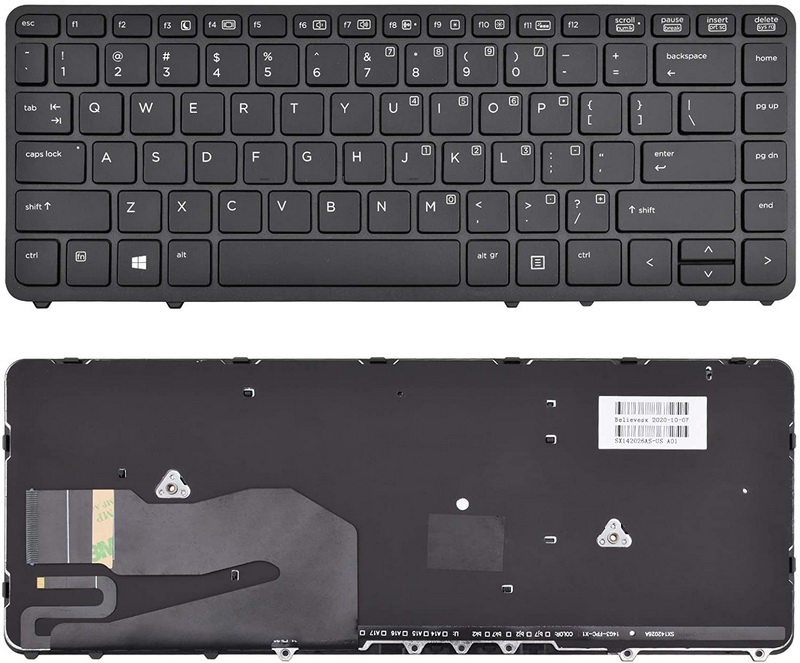 Laptop Keyboard Replacement Without Pointer,with Backlight Compatible with HP EliteBook 840 G1 G2 / 850 G1 G2 / 745 G1 G2/HP ZBook 14 Series Laptop US Layout 