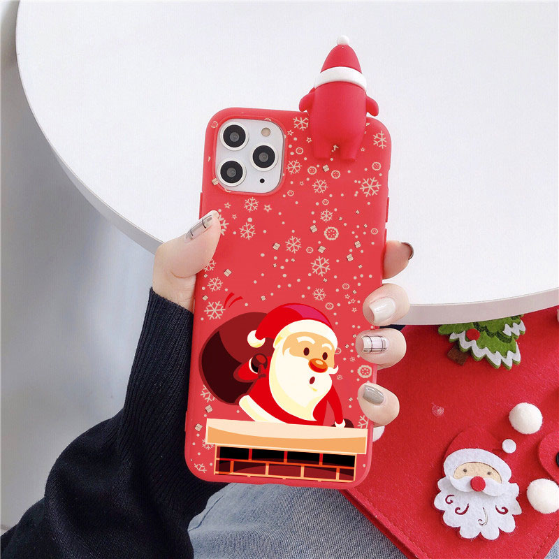 Mobile cell phone case cover for APPLE iPhone 12 Pro Max Cute 3D Doll Cartoon Christmas Santa Reindeer Tree soft 