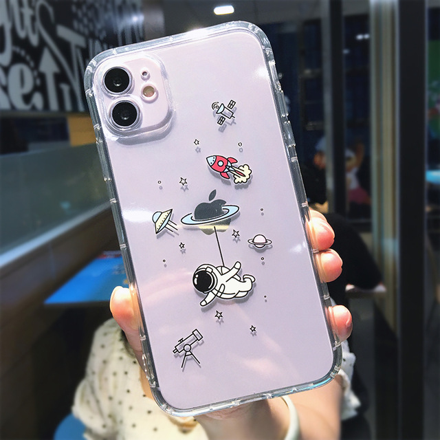 Mobile cell phone case cover for APPLE iPhone 12 Cute Cartoon Planet Star Space Transparent Soft TPU Shockproof Cover 