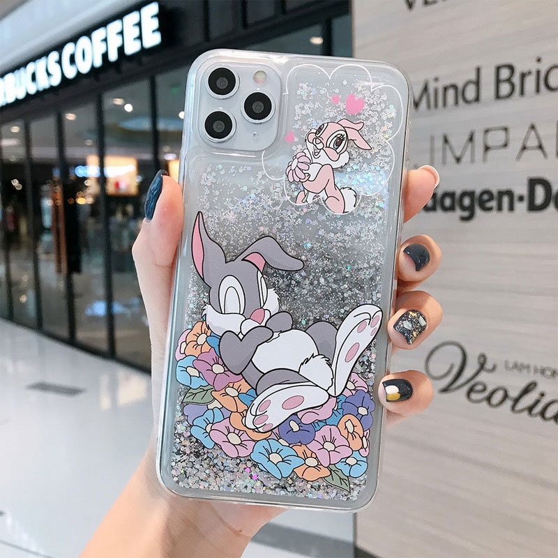 Mobile cell phone case cover for APPLE iPhone 12 Cute Rainbow Rabbit Glitter quicksand Soft Back Cover 