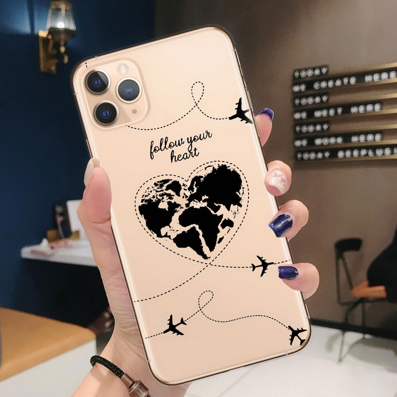 Mobile cell phone case cover for APPLE iPhone 12 Pro Max World Map Travel Just Go Soft TPU plane Cover 