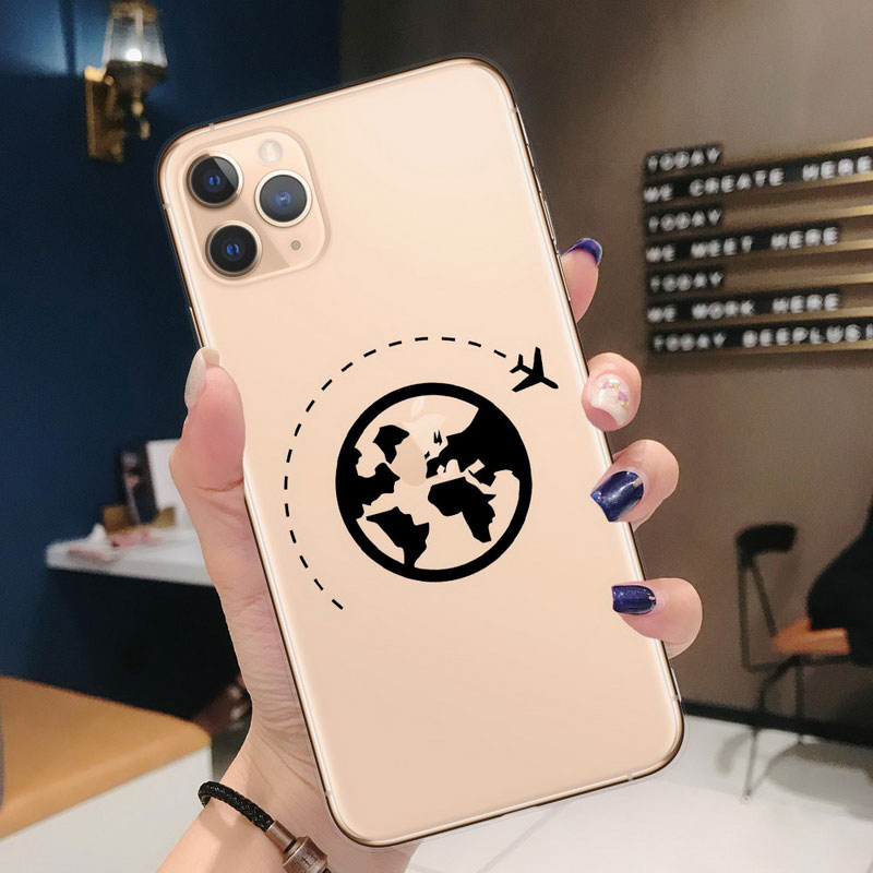 Mobile cell phone case cover for APPLE iPhone 12 Mini World Map Travel Just Go Soft TPU plane Cover 
