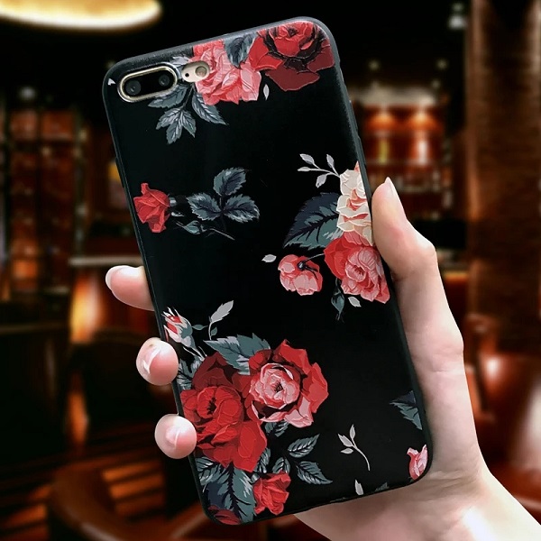 Mobile cell phone case cover for APPLE iPhone SE 3D Flowers Black 
