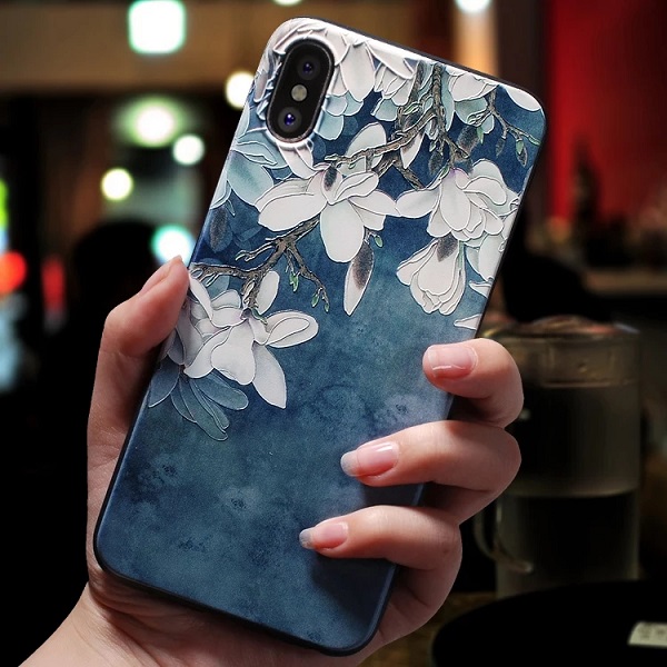 Mobile cell phone case cover for APPLE iPhone XS Max 3D Flowers Black 