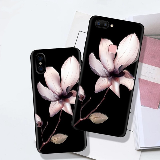 Mobile cell phone case cover for APPLE iPhone X 3D Flowers Black 