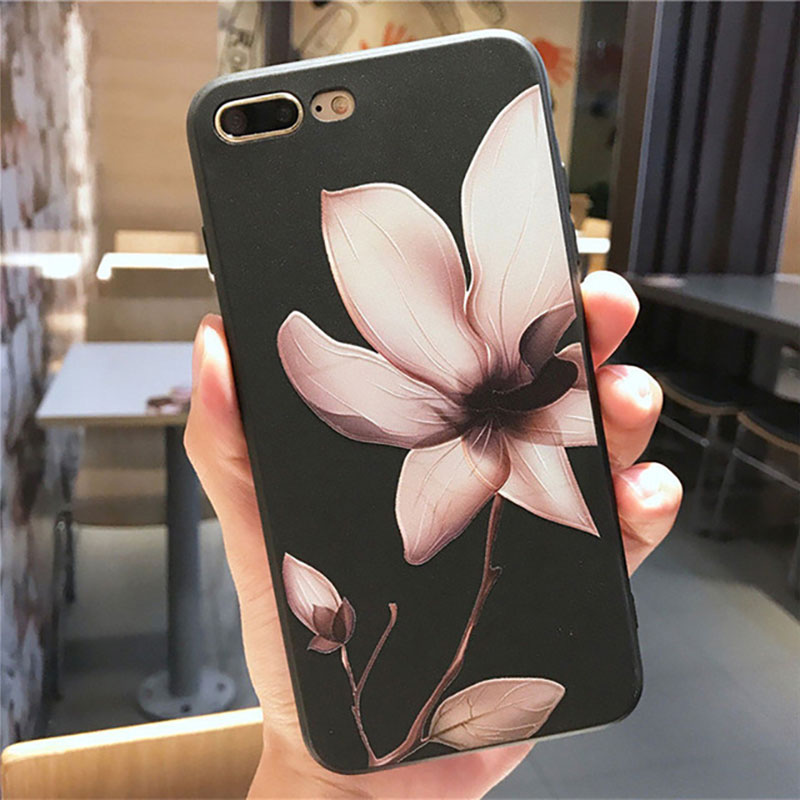 Mobile cell phone case cover for APPLE iPhone 8 Luxury Silicone Cute Shockproof 3D Matte flower 