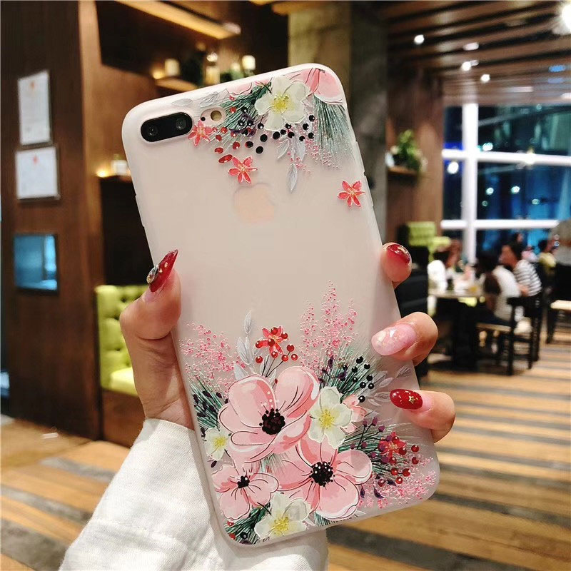 Mobile cell phone case cover for APPLE iPhone SE Luxury Silicone Cute Shockproof 3D Matte flower 
