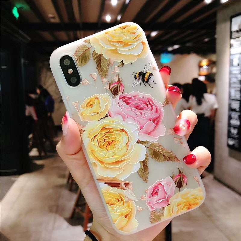 Mobile cell phone case cover for APPLE iPhone 8 Luxury Silicone Cute Shockproof 3D Matte flower 