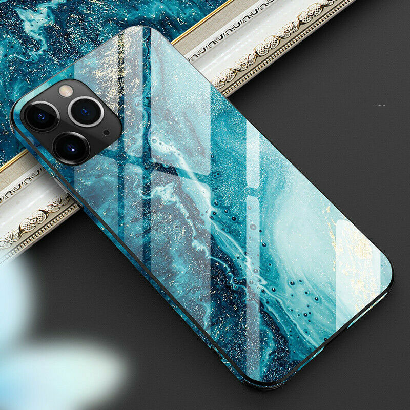 Mobile cell phone case cover for APPLE iPhone 12 Mini Luxury Full Protective Tempered Glass TPU Hard Marble Back Cover 