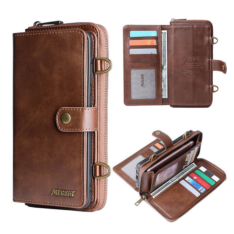 Mobile cell phone case cover for SAMSUNG Galaxy Note 10 Plus Wallet Flip Leather handbag with shoulder strap 