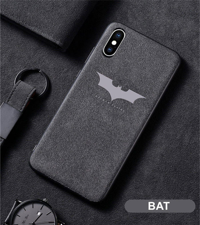Mobile cell phone case cover for APPLE iPhone XS Magician Batman LOGO Turn Fur Suede Telefon Cool Cover 