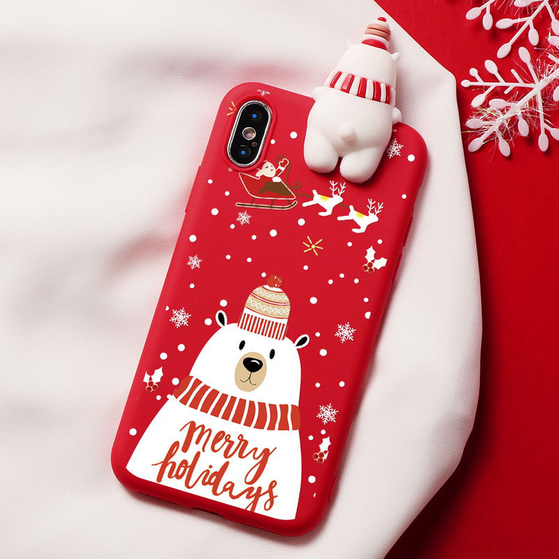 Mobile cell phone case cover for APPLE iPhone 8 Christmas Cartoon Deer Case Silicone Matte 