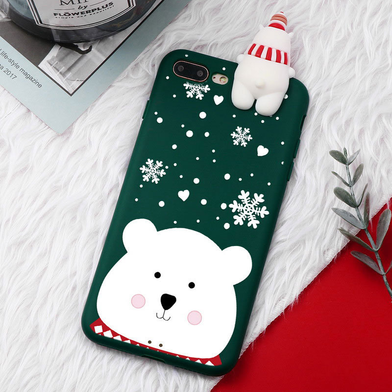 Mobile cell phone case cover for APPLE iPhone SE Christmas Cartoon Deer Case Silicone Matte 
