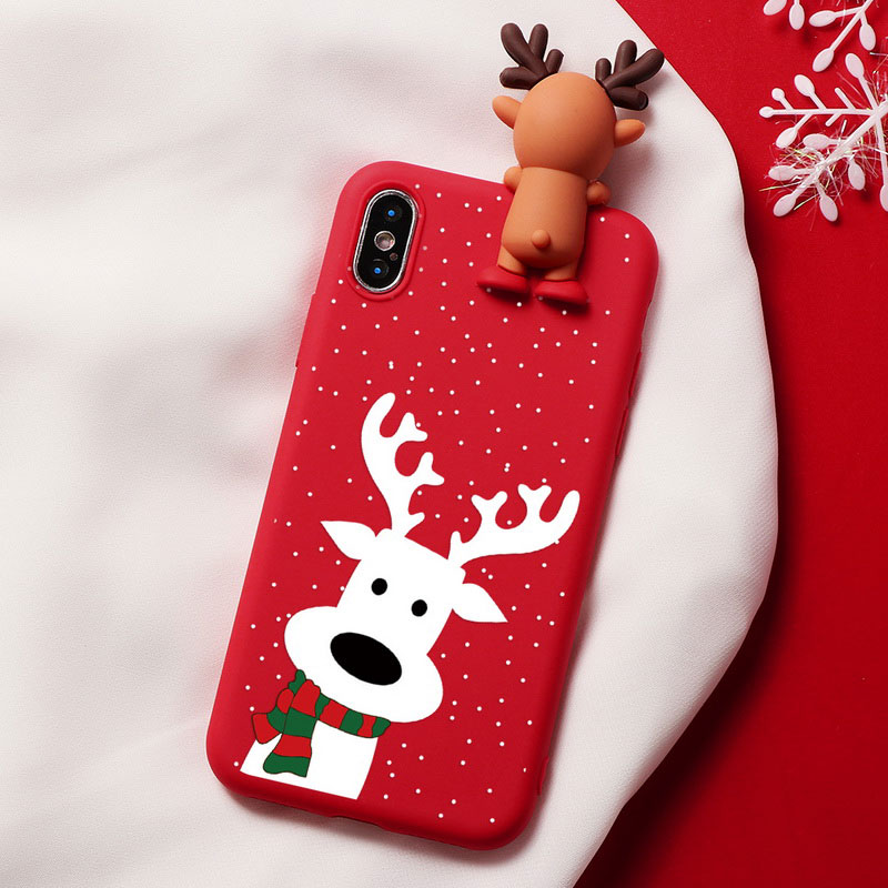 Mobile cell phone case cover for APPLE iPhone XR Christmas Cartoon Deer Case Silicone Matte 