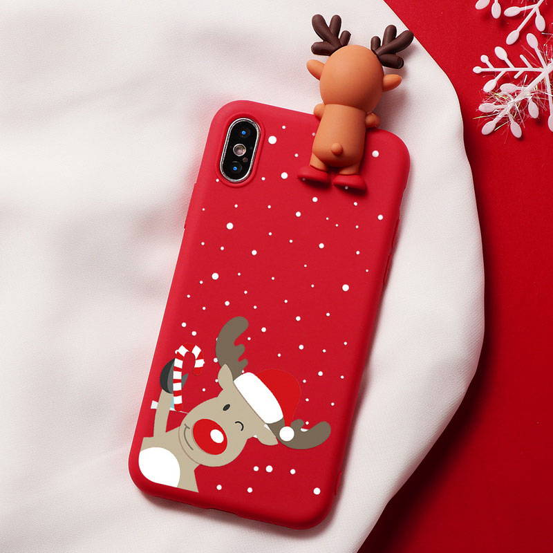 Mobile cell phone case cover for APPLE iPhone SE Christmas Cartoon Deer Case Silicone Matte 