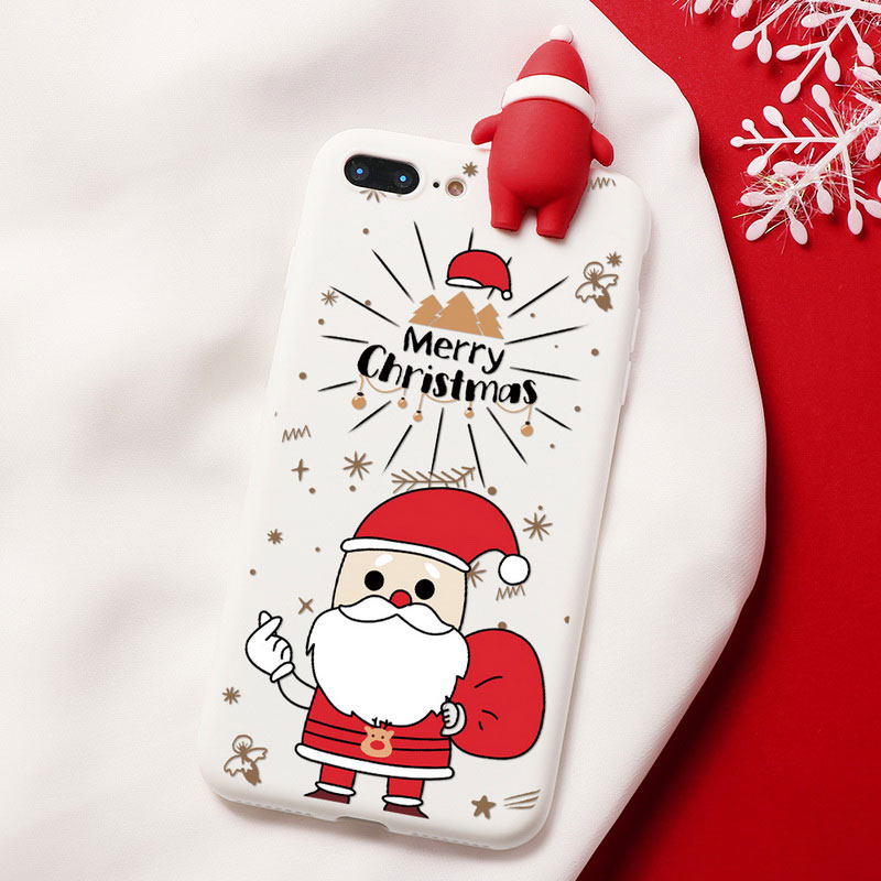 Mobile cell phone case cover for APPLE iPhone 8 Plus Christmas Cartoon Deer Case Silicone Matte 