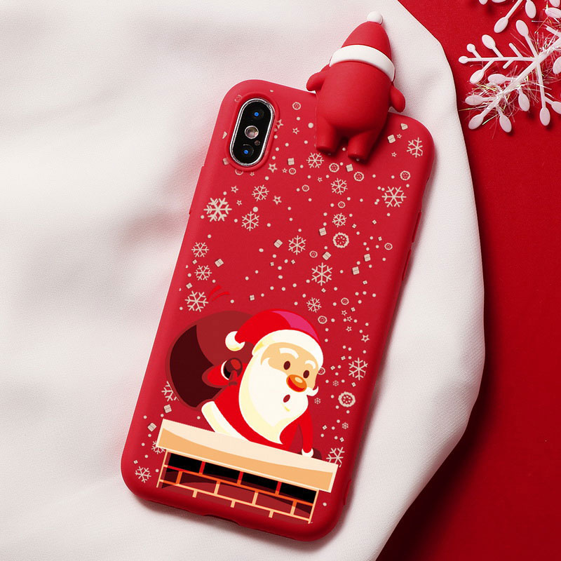 Mobile cell phone case cover for APPLE iPhone XS Christmas Cartoon Deer Case Silicone Matte 