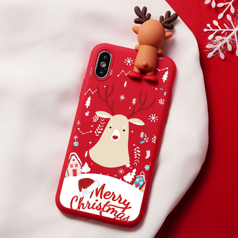 Mobile cell phone case cover for APPLE iPhone X Christmas Cartoon Deer Case Silicone Matte 