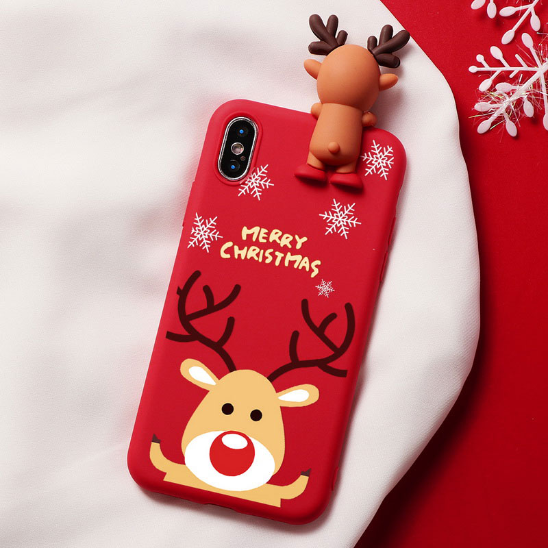 Mobile cell phone case cover for APPLE iPhone 7 Plus Christmas Cartoon Deer Case Silicone Matte 