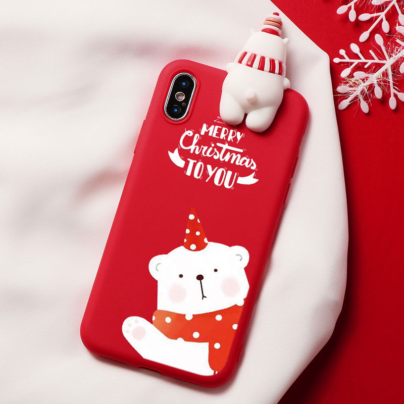 Mobile cell phone case cover for APPLE iPhone X Christmas Cartoon Deer Case Silicone Matte 