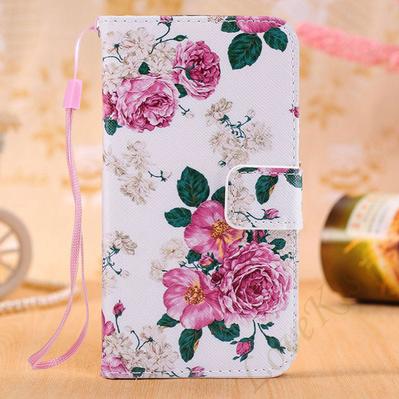 Mobile cell phone case cover for APPLE iPhone 5 Flower Leather Flip Cover Wallet Phone Bag 