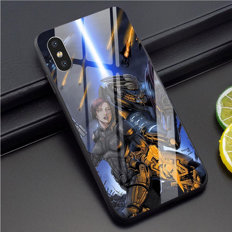 Mobile cell phone case cover for APPLE iPhone 5 N7 Mass Effect Tempered Glass 