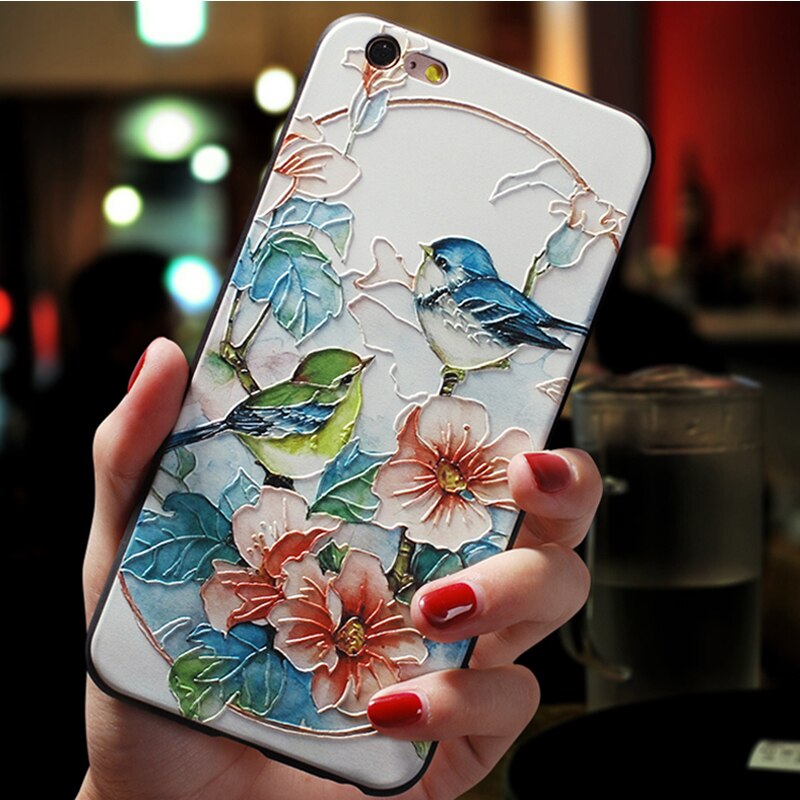 Mobile cell phone case cover for APPLE iPhone SE 3D Emboss Flower Case 