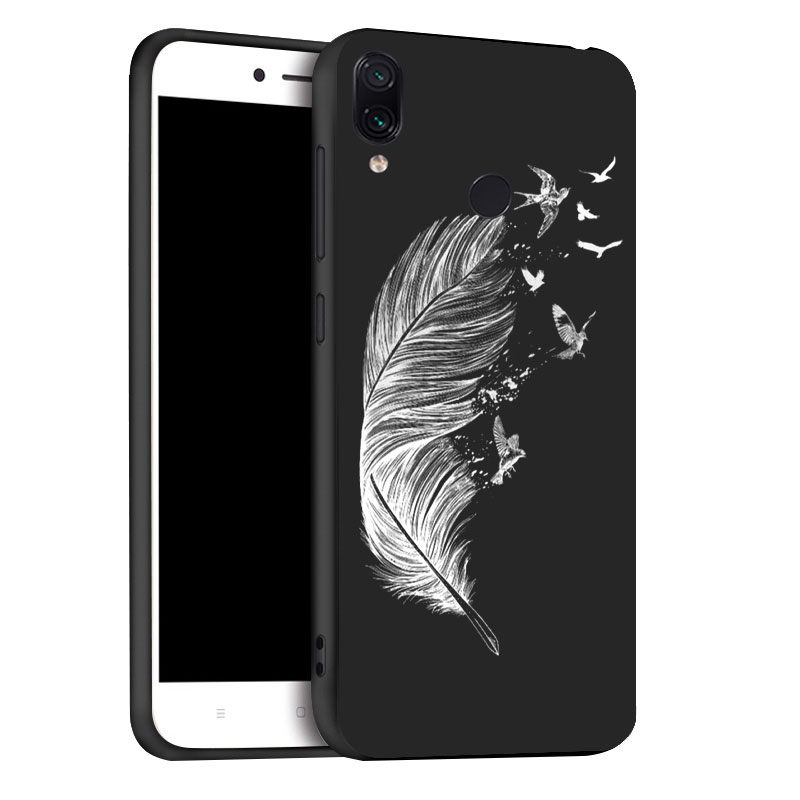 Mobile cell phone case cover for XIAOMI Redmi Note 7 3D DIY Painted Black Silicon Soft TPU CaseDeer, flowers, love, fingers, hugs 
