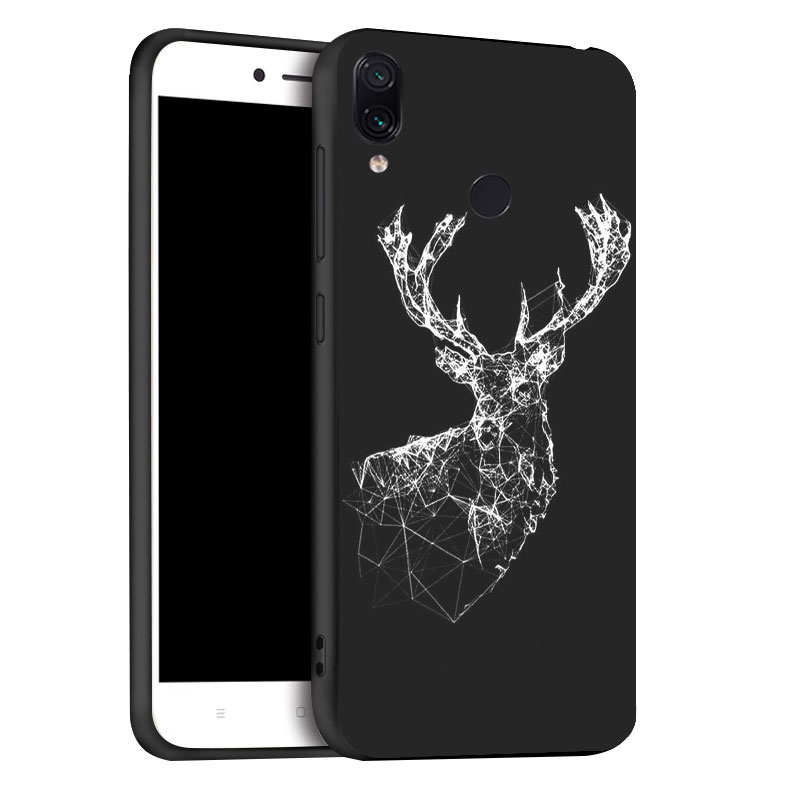 Mobile cell phone case cover for XIAOMI Redmi 7 3D DIY Painted Black Silicon Soft TPU CaseDeer, flowers, love, fingers, hugs 