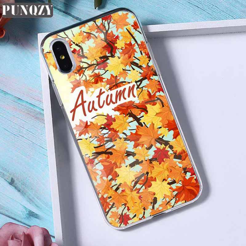 Mobile cell phone case cover for APPLE iPhone X Orange fall leaves fox autumn floral Patterned TPU Silicone 