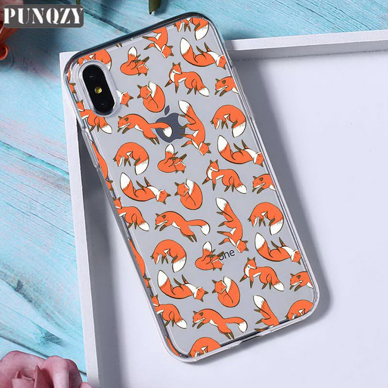 Mobile cell phone case cover for APPLE iPhone 6 Plus Orange fall leaves fox autumn floral Patterned TPU Silicone 