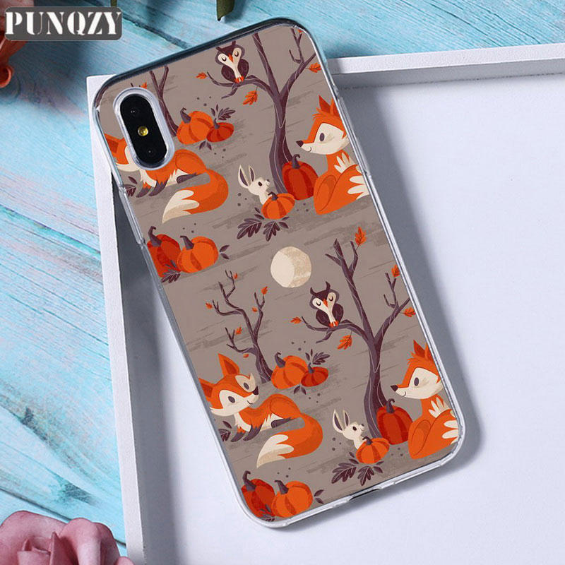 Mobile cell phone case cover for APPLE iPhone XR Orange fall leaves fox autumn floral Patterned TPU Silicone 