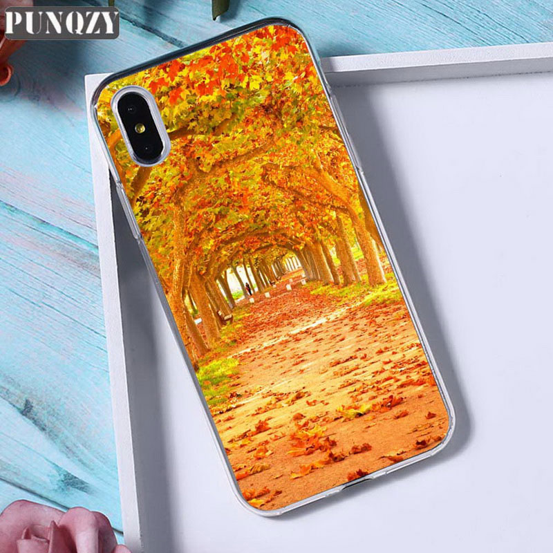 Mobile cell phone case cover for APPLE iPhone 8 Orange fall leaves fox autumn floral Patterned TPU Silicone 