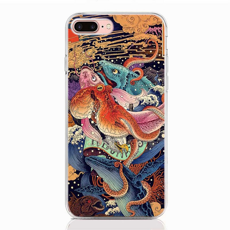 Mobile cell phone case cover for GOOGLE Pixel 4a Soft Tpu Silicone Case Japanese Art Back Cover Protective 