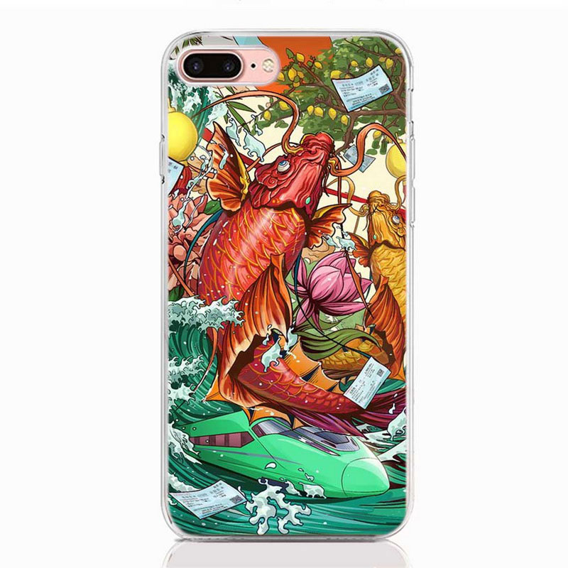 Mobile cell phone case cover for GOOGLE Pixel 4a with 5G Soft Tpu Silicone Case Japanese Art Back Cover Protective 