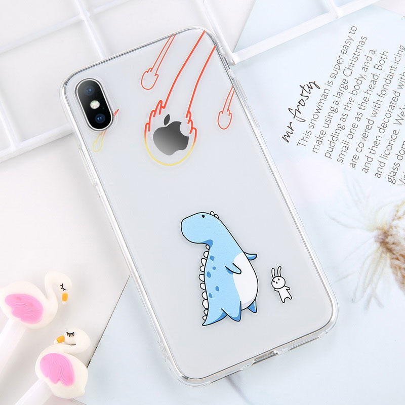 Mobile cell phone case cover for APPLE iPhone 11 Transparent Cartoon Animals Cute Bear Dinosaur Soft 