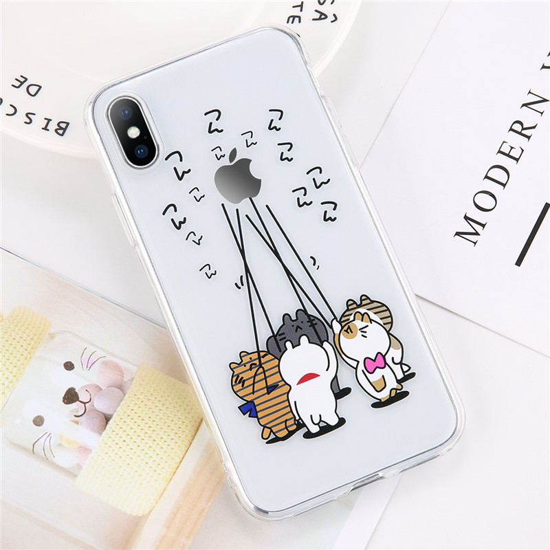 Mobile cell phone case cover for APPLE iPhone 8 Plus Transparent Cartoon Animals Cute Bear Dinosaur Soft 
