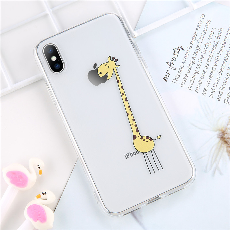 Mobile cell phone case cover for APPLE iPhone 6 Plus Transparent Cartoon Animals Cute Bear Dinosaur Soft 